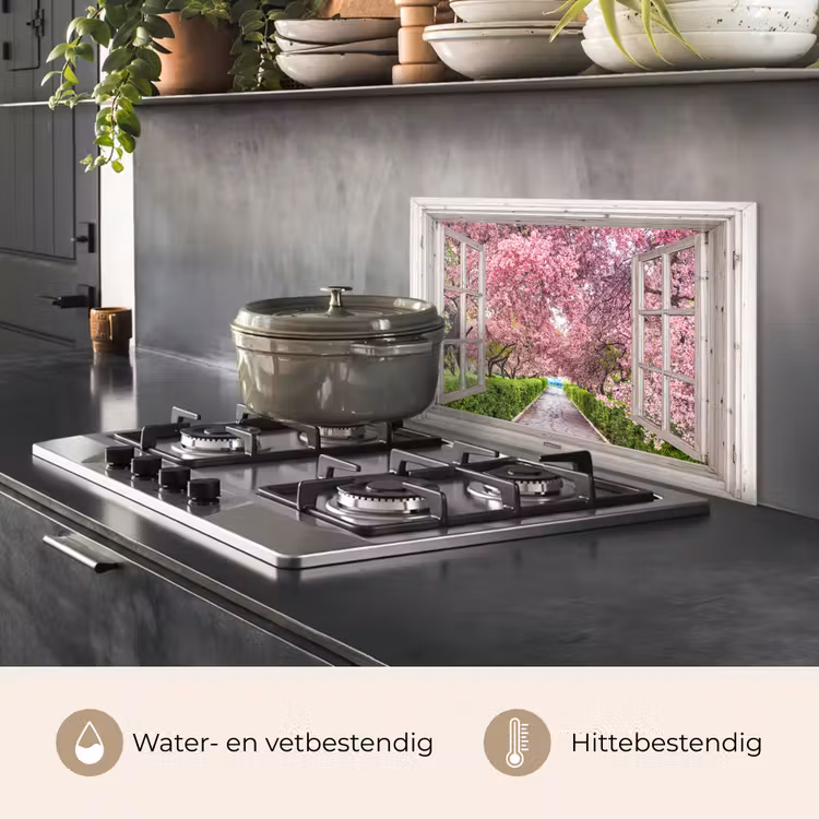 Japans - Sakura - Bloesem - Boom - Bloesem takken - Doorkijk keuken achterwand spatscherm klein -usp_NL