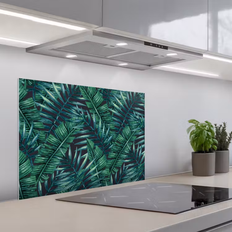 Jungle - Bladeren - Tropical keuken achterwand spatscherm middel -3d_schuin