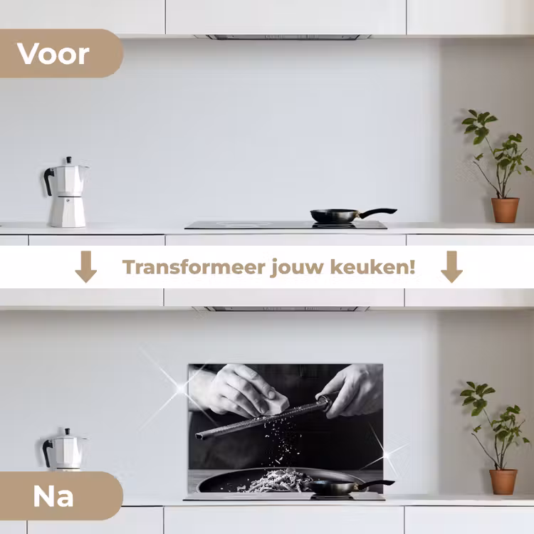 Kaas - Pasta - Rasp keuken achterwand spatscherm klein -voor_na_NL