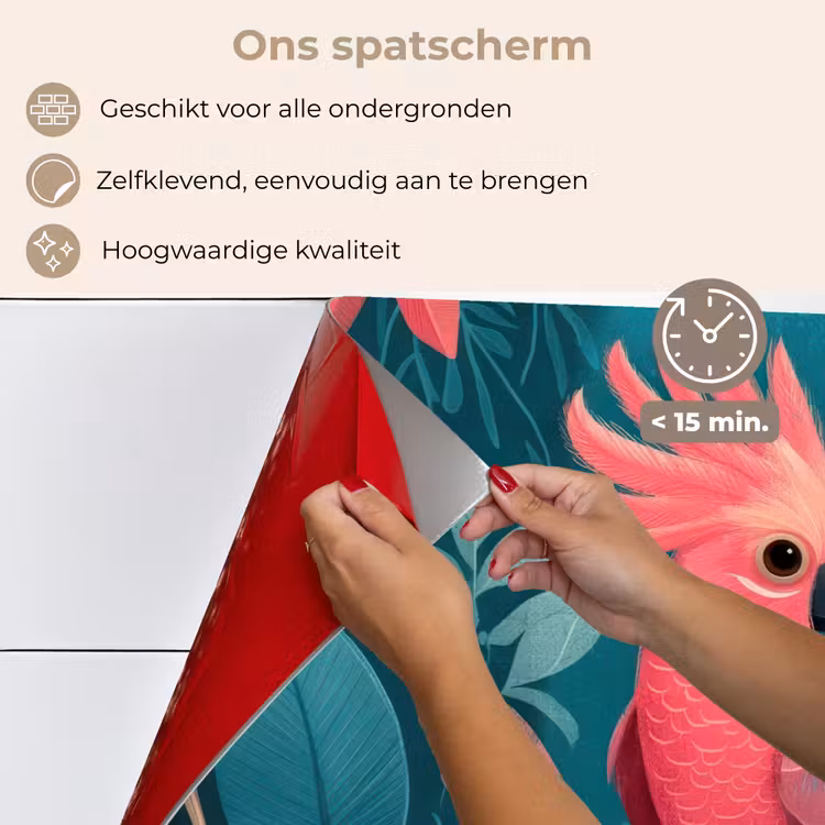 Kaketoe - Tropische bladeren - Tak keuken achterwand spatscherm klein -spatscherm_NL