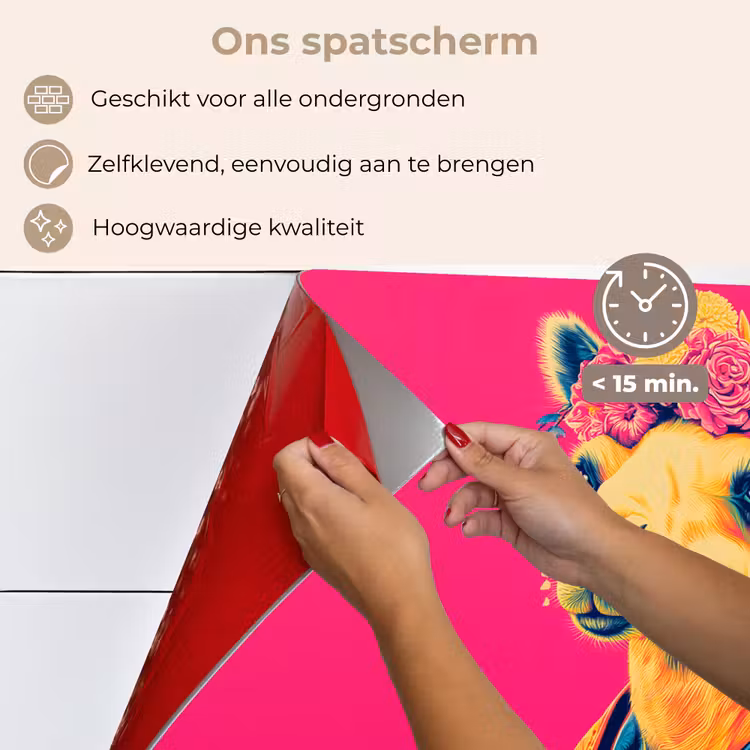 Kameel - Bloemen - Kimono - Waaiers keuken achterwand spatscherm klein -spatscherm_NL