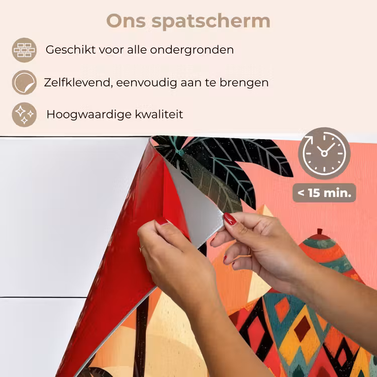 Kameel - Pyramides - Rode zon keuken achterwand spatscherm klein -spatscherm_NL