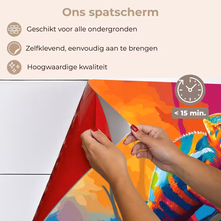 Kameleon - Tak - Gestreept - Bladeren keuken achterwand spatscherm klein -spatscherm_NL