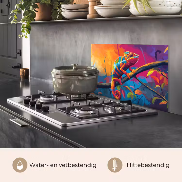 Kameleon - Tak - Gestreept - Bladeren keuken achterwand spatscherm klein -usp_NL