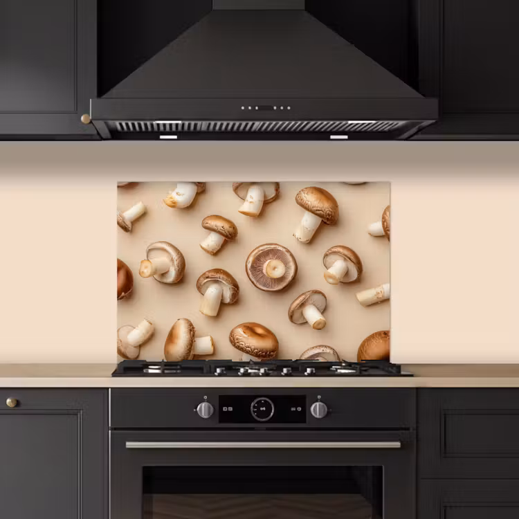 Kastanje Champignons - Beige keuken achterwand spatscherm klein -sfeer1