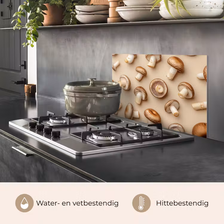 Kastanje Champignons - Beige keuken achterwand spatscherm klein -usp_NL