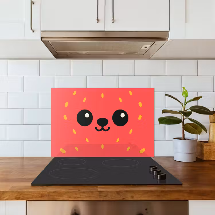 Kat - Aardbei - Cartoon keuken achterwand spatscherm klein -sfeer2