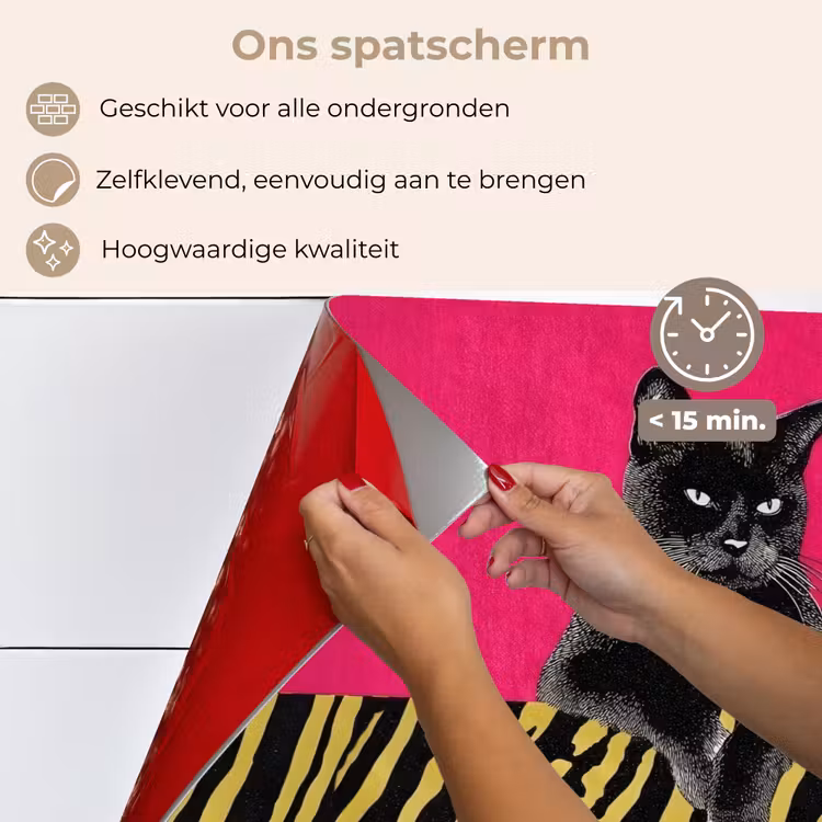 Kat - Baas - Roze - Tijgerprint keuken achterwand spatscherm klein -spatscherm_NL
