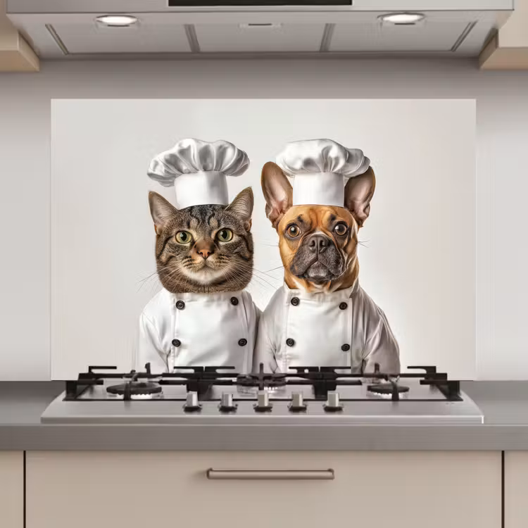 Kat - Hond - Kokskleding keuken achterwand spatscherm klein -3d_website