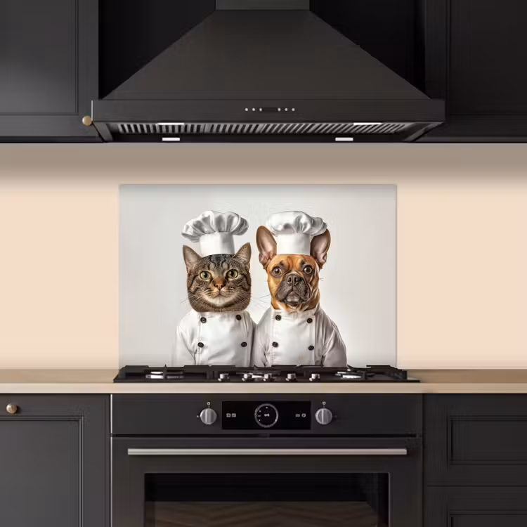 Kat - Hond - Kokskleding keuken achterwand spatscherm klein -sfeer1