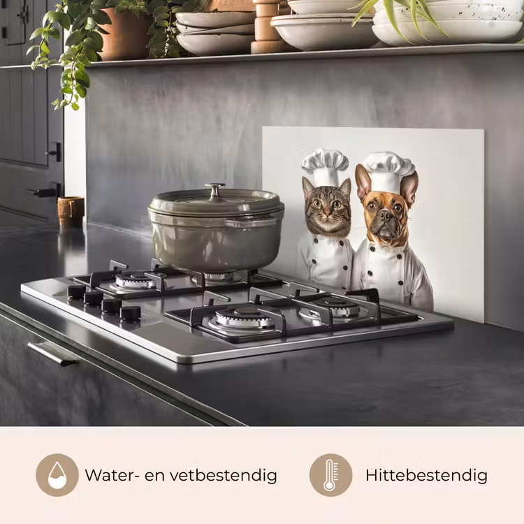 Kat - Hond - Kokskleding keuken achterwand spatscherm klein -usp_NL