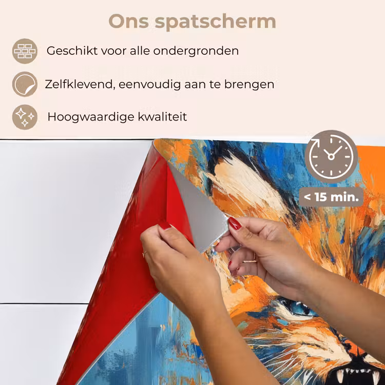 Kat - Kleurrijk - Oranje - Blauw keuken achterwand spatscherm klein -spatscherm_NL