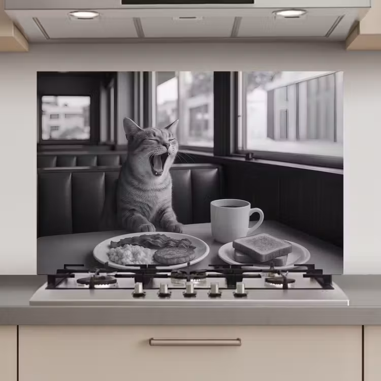 Kat - Koffie - Brood - Zwart keuken achterwand spatscherm klein -3d_website