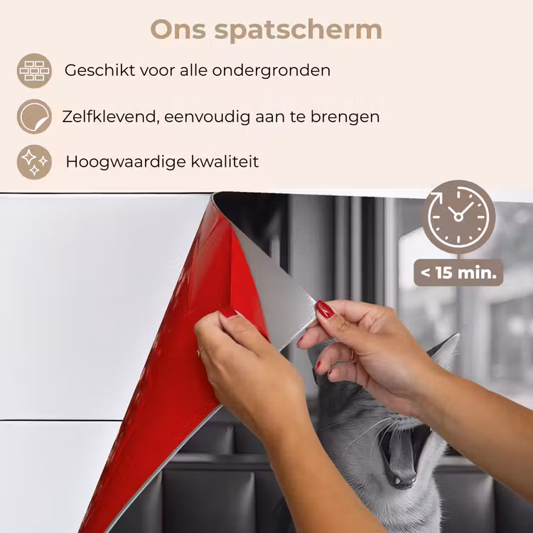 Kat - Koffie - Brood - Zwart keuken achterwand spatscherm klein -spatscherm_NL