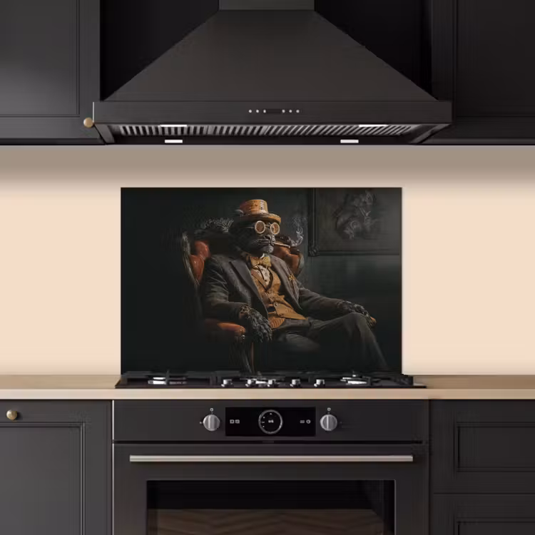 Kat - Pak - Oranje - Sigaar keuken achterwand spatscherm klein -sfeer1