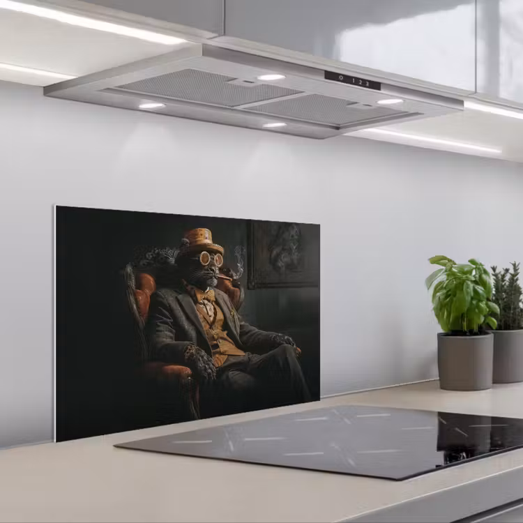 Kat - Pak - Oranje - Sigaar keuken achterwand spatscherm klein -3d_schuin