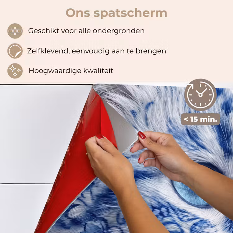 Kat - Patroon - Blauw keuken achterwand spatscherm klein -spatscherm_NL