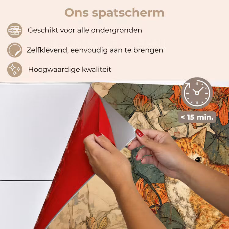 Kat - Sierlijk - Bloemen keuken achterwand spatscherm klein -spatscherm_NL