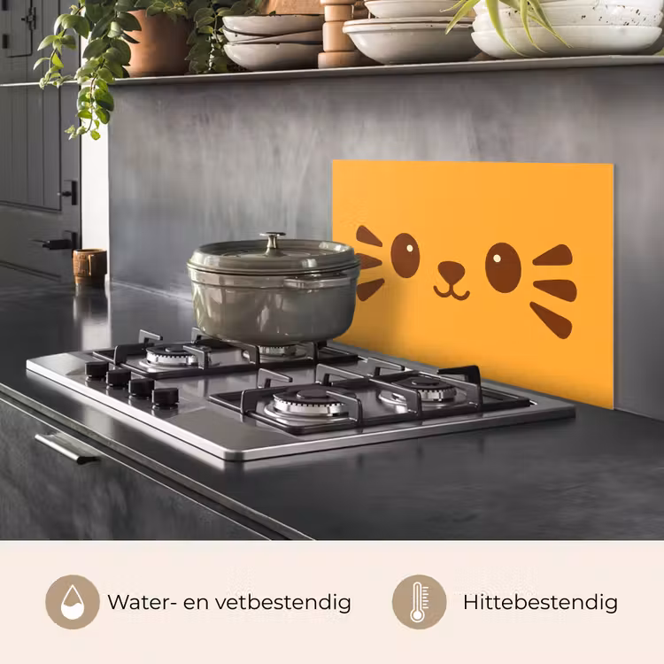 Kat - Simplistisch - Oranje - Vrolijk keuken achterwand spatscherm klein -usp_NL