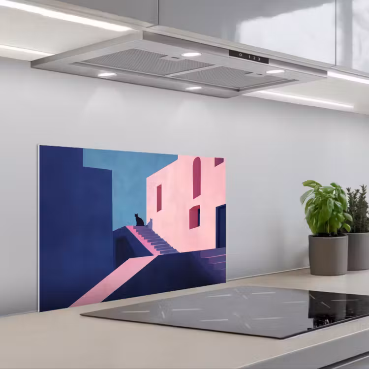 Kat - Trap - Gebouwen - Schaduwcontrasten keuken achterwand spatscherm klein -3d_schuin