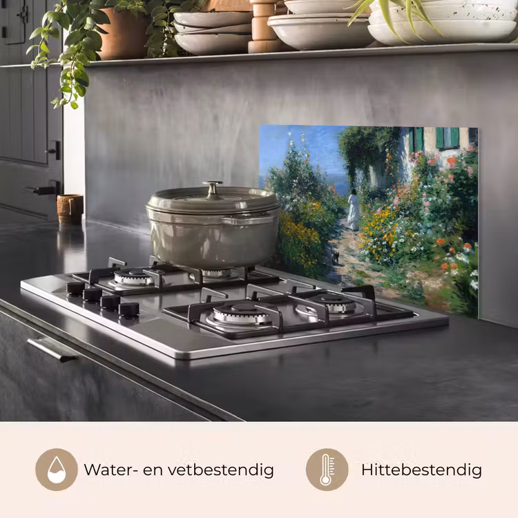Kat - Vrouw - Bloemen - Huis keuken achterwand spatscherm klein -usp_NL