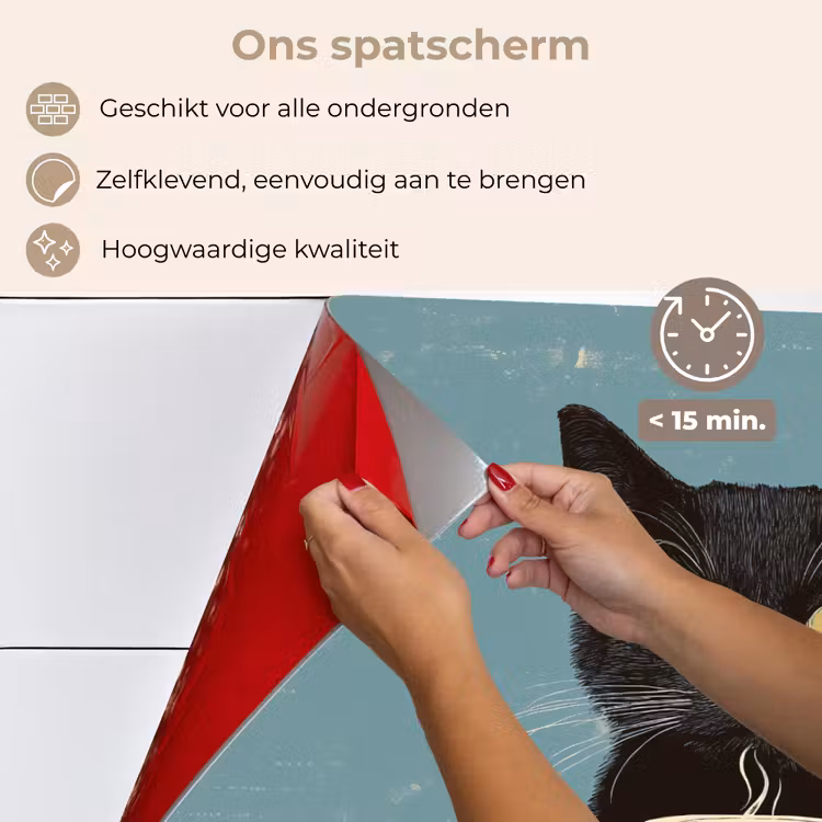 Kat - Zwart - Koffie - Minimalistisch keuken achterwand spatscherm klein -spatscherm_NL