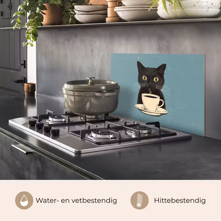 Kat - Zwart - Koffie - Minimalistisch keuken achterwand spatscherm klein -usp_NL