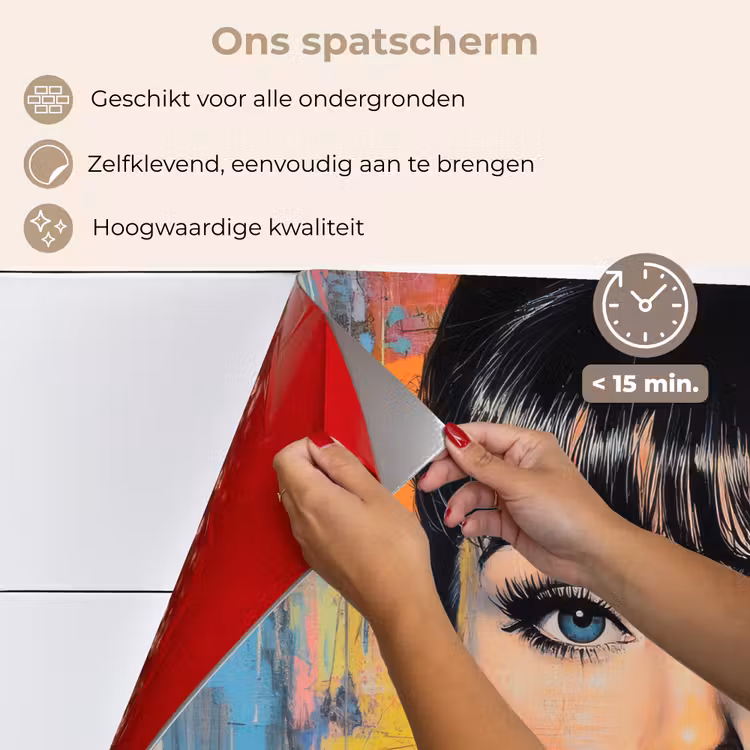 Kauwgom - Vrouw - Penseelstreken - Modern keuken achterwand spatscherm klein -spatscherm_NL