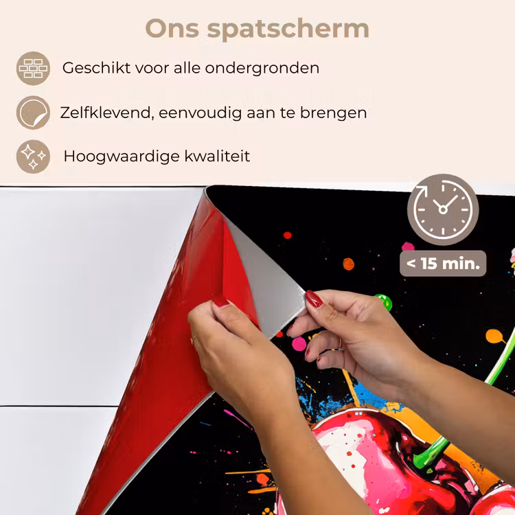 Kersen - Fruit - Graffiti - Verf - Abstract - Modern - Kleurrijk keuken achterwand spatscherm klein -spatscherm_NL
