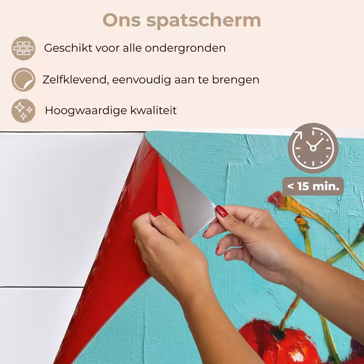 Kersen - Rood - Drie - Geverfd keuken achterwand spatscherm klein -spatscherm_NL