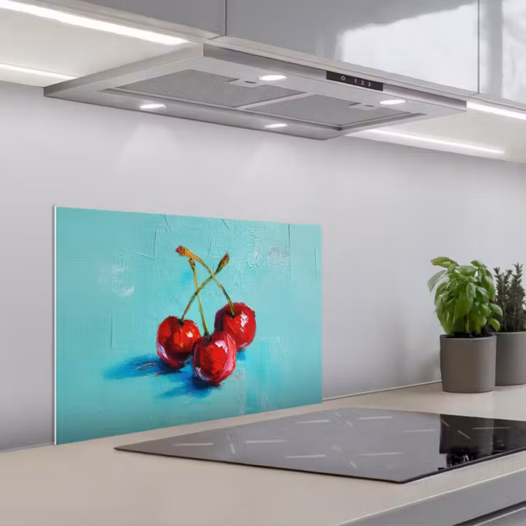 Kersen - Rood - Drie - Geverfd keuken achterwand spatscherm klein -3d_schuin