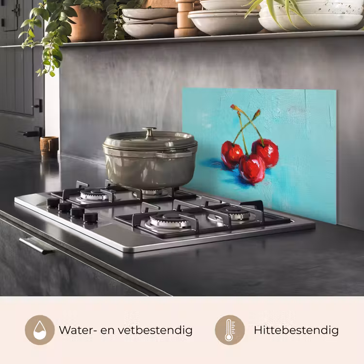 Kersen - Rood - Drie - Geverfd keuken achterwand spatscherm klein -usp_NL