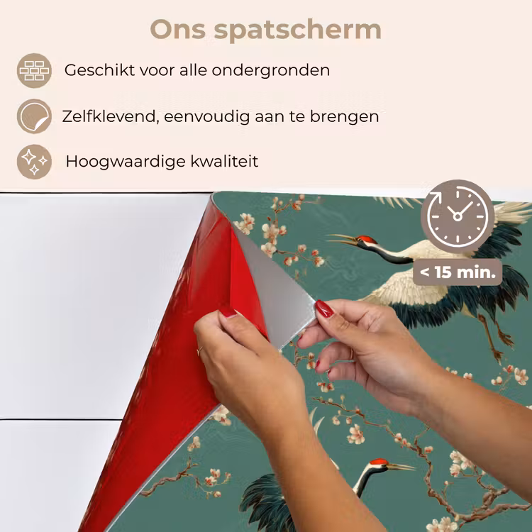 Kersenbloesem - Kraamvogels - Groen keuken achterwand spatscherm klein 900 -spatscherm_NL