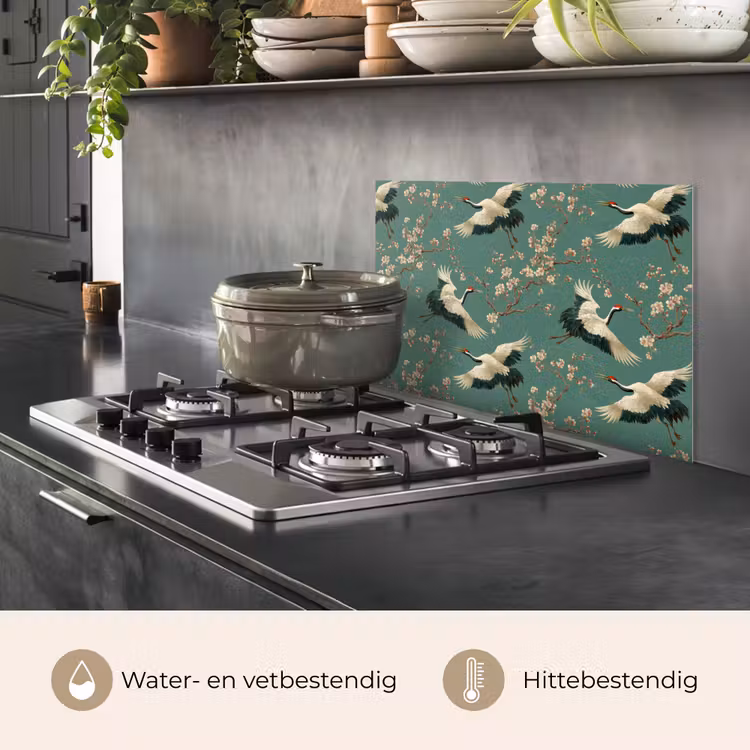 Kersenbloesem - Kraamvogels - Groen keuken achterwand spatscherm klein 900 -usp_NL