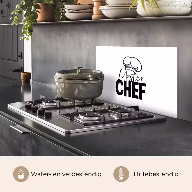 Keuken - Koken - Bakken - Chef - Master Chef - Kok - Tekst keuken achterwand spatscherm klein -usp_NL