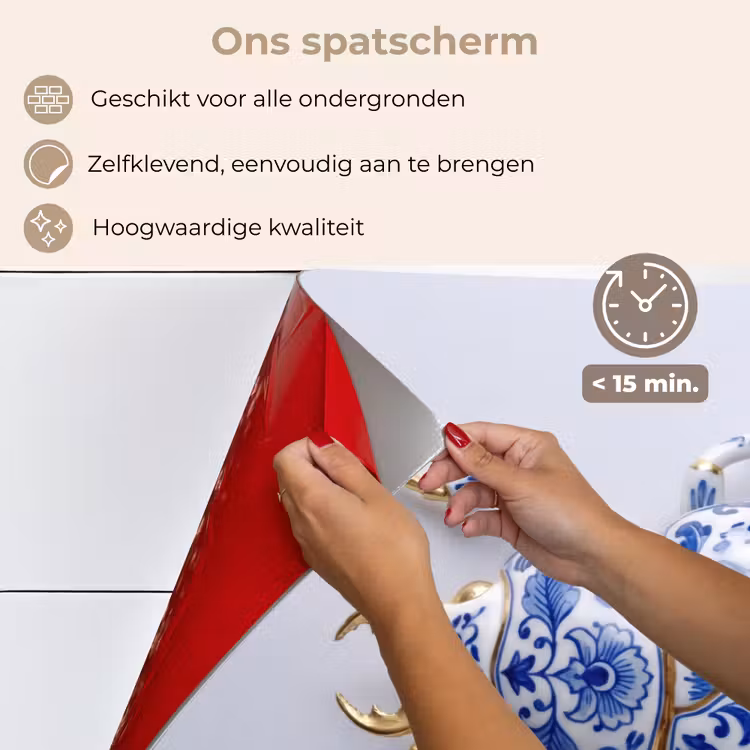 Kever - Delfts - Blauw - Goud keuken achterwand spatscherm klein -spatscherm_NL