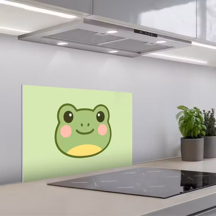 Kikker - Groen - Vriendelijkheid keuken achterwand spatscherm klein -3d_schuin