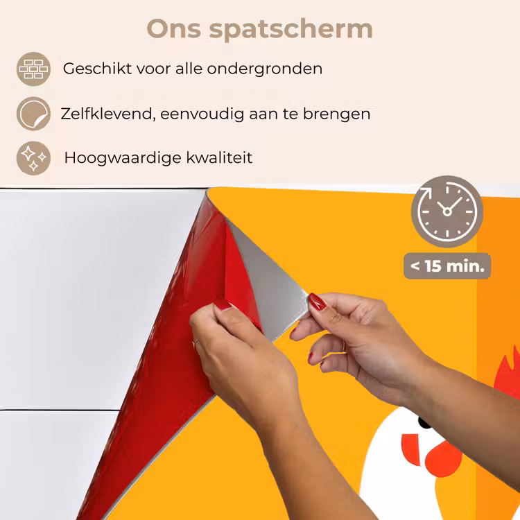 Kippen - Oranje - Vlakken keuken achterwand spatscherm klein -spatscherm_NL