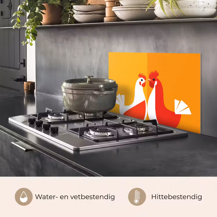 Kippen - Oranje - Vlakken keuken achterwand spatscherm klein -usp_NL