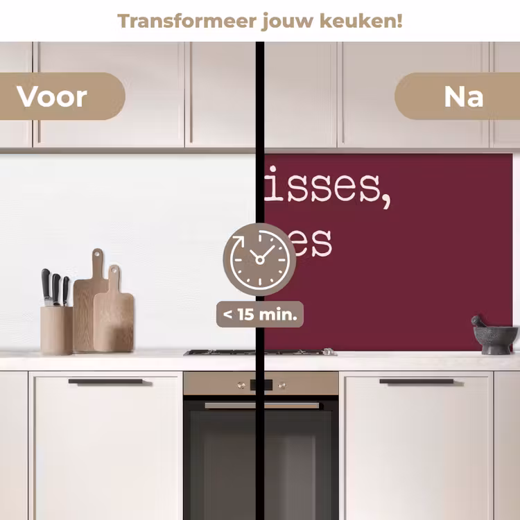 Kitchen kisses, dirty dishes keuken achterwand 2 middel -voor-na2_NL