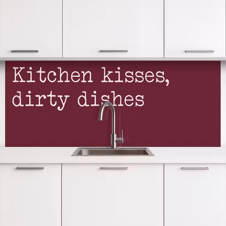 Kitchen kisses, dirty dishes keuken achterwand 2 middel -3d