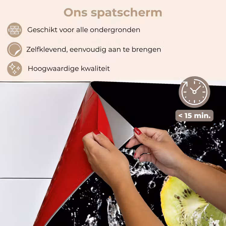 Kiwi - Fruit - Stilleven - Water - Zwart keuken achterwand spatscherm klein -spatscherm_NL