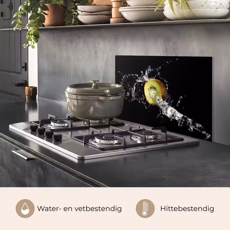 Kiwi - Fruit - Stilleven - Water - Zwart keuken achterwand spatscherm klein -usp_NL