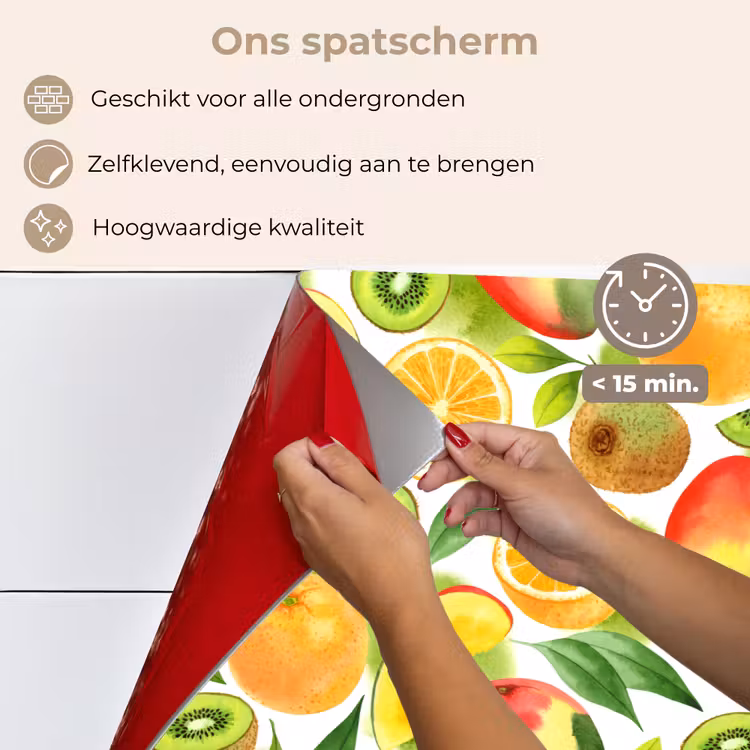 Kiwi - Sinasappel - Mango - Perzik keuken achterwand spatscherm klein 900 -spatscherm_NL