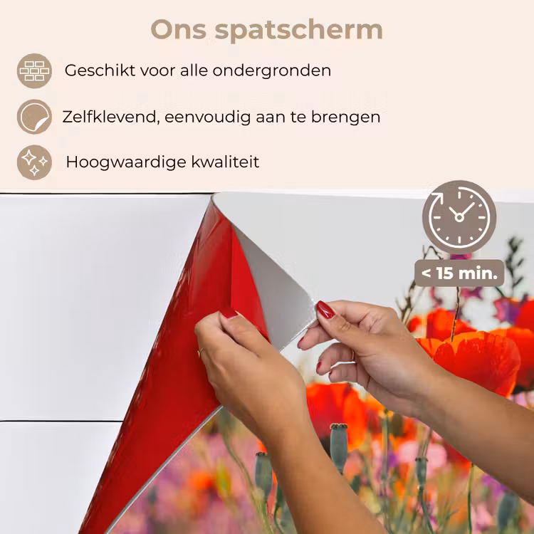 Klaproos - Bloemen - Rood - Paars - Weide keuken achterwand spatscherm klein -spatscherm_NL