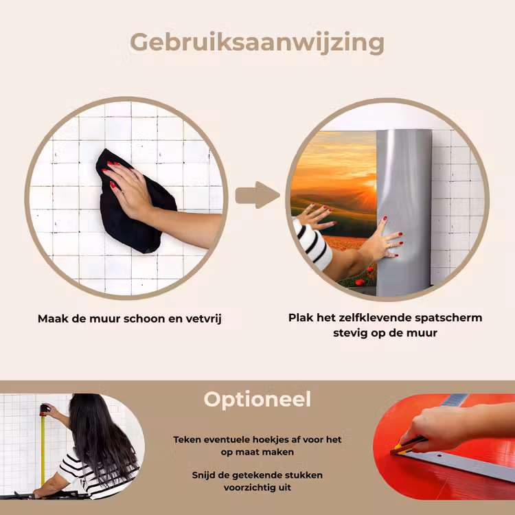 Klaprozen - Bloemen - Heuvels - Zonsondergang keuken achterwand spatscherm klein -gebruiksaanwijzing_NL