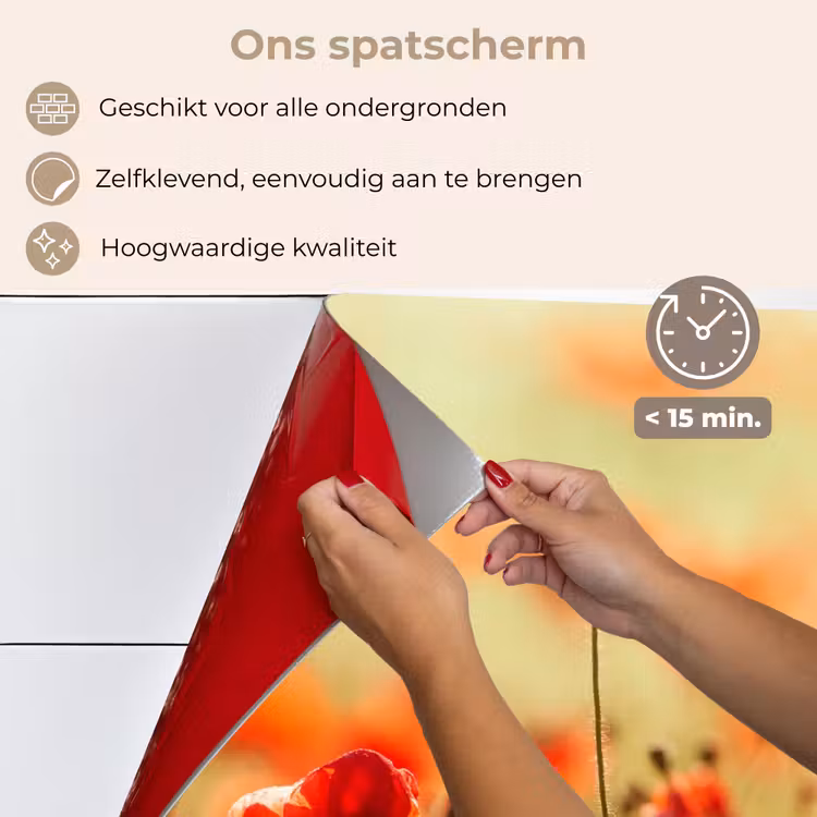 Klaprozen - Bloemen - Rood - Bloemenveld keuken achterwand spatscherm klein -spatscherm_NL