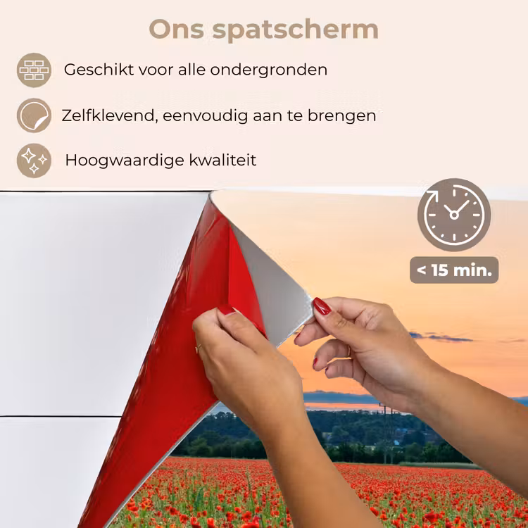 Klaprozen - Landschap - Rood - Bloemen keuken achterwand spatscherm klein -spatscherm_NL
