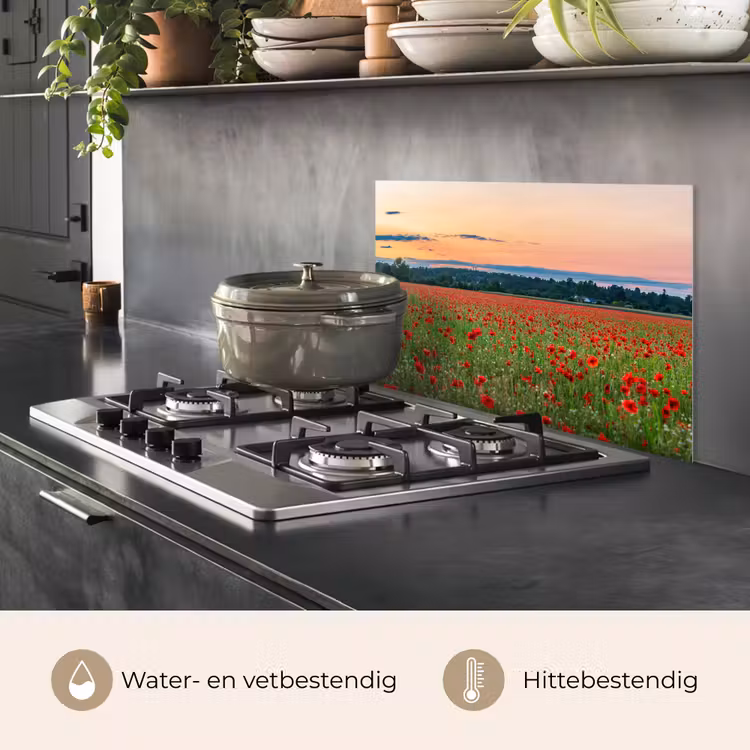 Klaprozen - Landschap - Rood - Bloemen keuken achterwand spatscherm klein -usp_NL