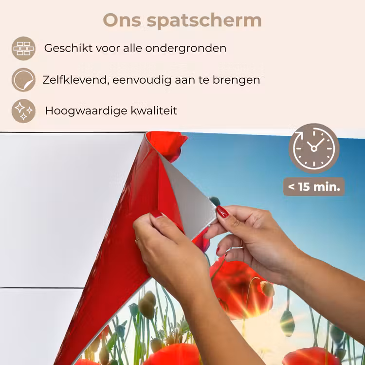 Klaprozen - Toscane - Zon - Rood - Blauw keuken achterwand spatscherm klein -spatscherm_NL